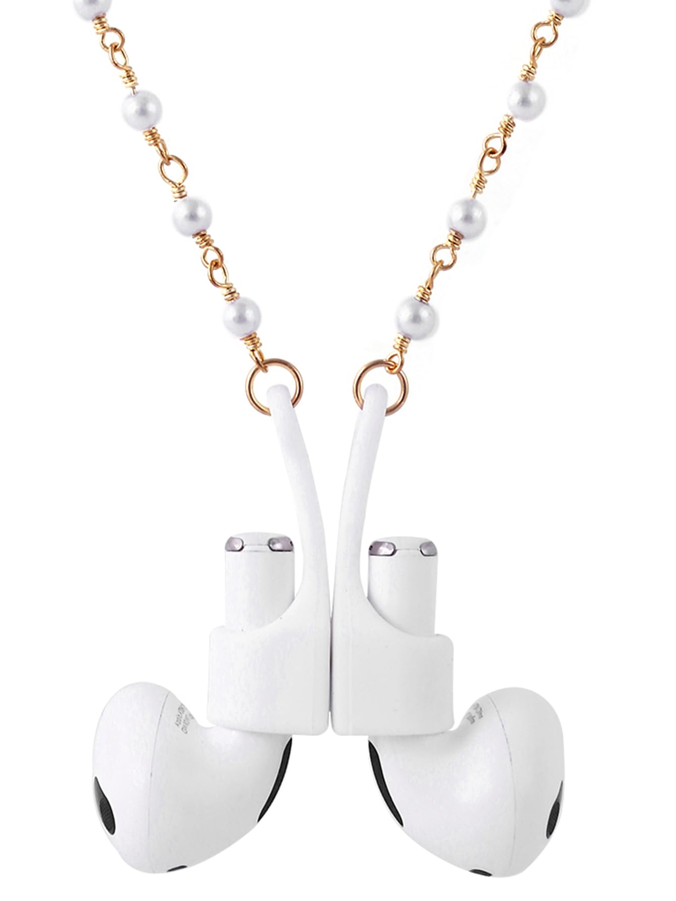 Niltpel Strap Magnetic Strong lanyard Anti-Lost Plastic Pearl Beads String - Accessories Compatible for Airpods PRO/3/2/1?72cm (White pearl 8-figure