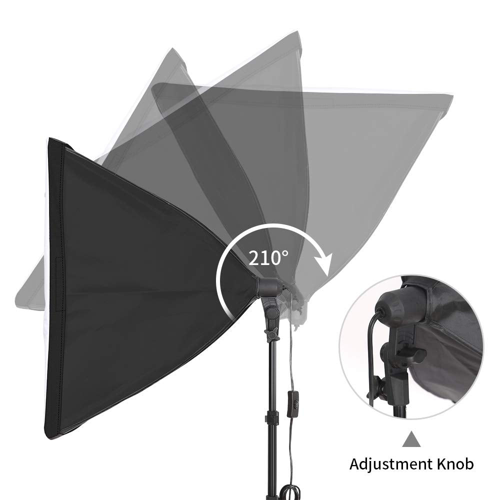 Kshioe 800W 5500K Umbrellas Softbox Continuous Lighting Kit with Backdrop Support System for Photo Studio Product, Portrait and Video Shoot