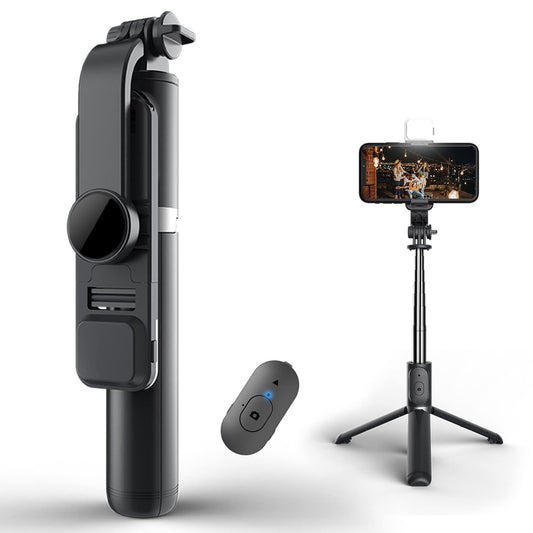 Enkarl Selfie Stick Tripod with Light, All in One Cell Phone Tripod, Cellphone Tripod with Wireless Remote and Phone Holder, Portable