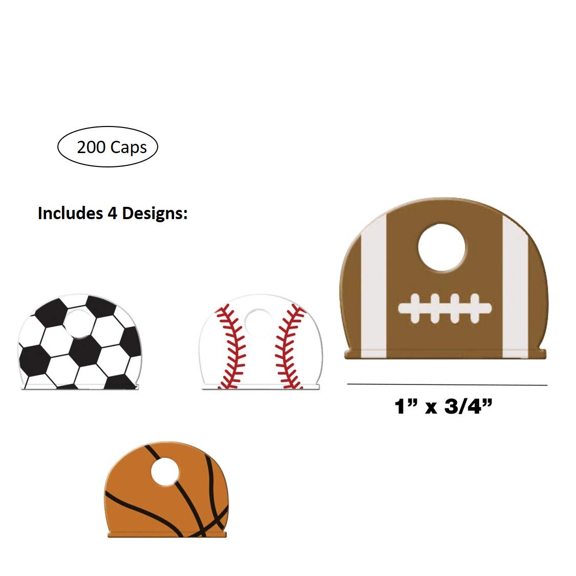 Lucky Line Sports Key Caps, Assorted Box of 200 (16100)