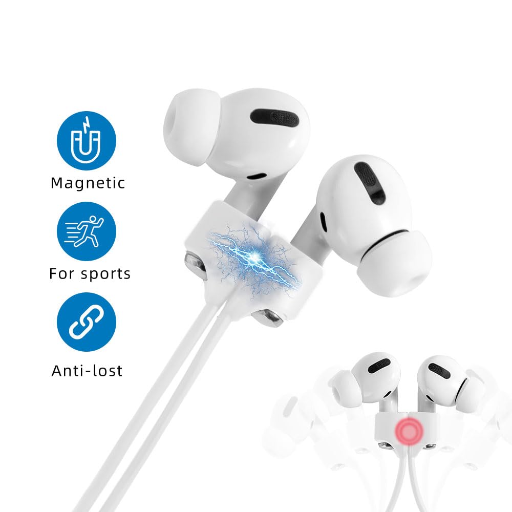 Magnetic Anti-Lost Straps for AirPods,4 Pack Ultra Strong Magnetic AirPods Strap Anti-Lost Neck Rope Cord,Soft Silicone Sports Lanyard Compatible