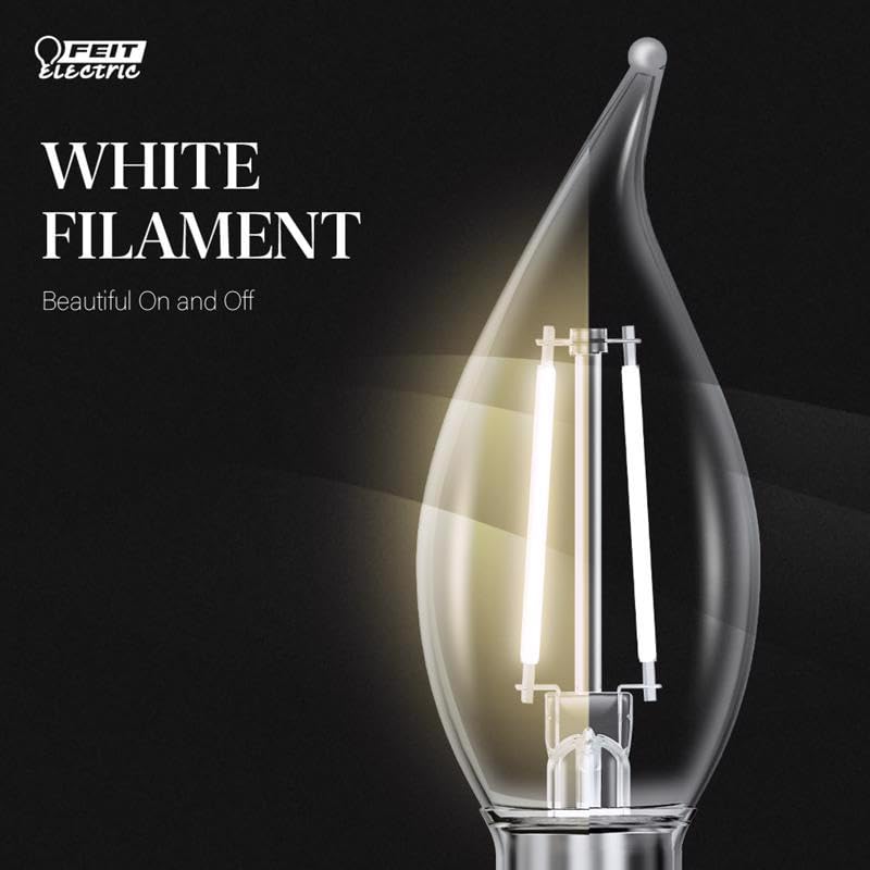 Feit LED White Filament BA10 E12 (Candelabra) Filament LED Bulb Daylight 40 Watt Equivalence 4 pk