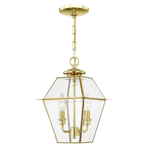 Livex Lighting 2285-02 Westover 2-Light Outdoor Hanging Lantern, Polished Brass