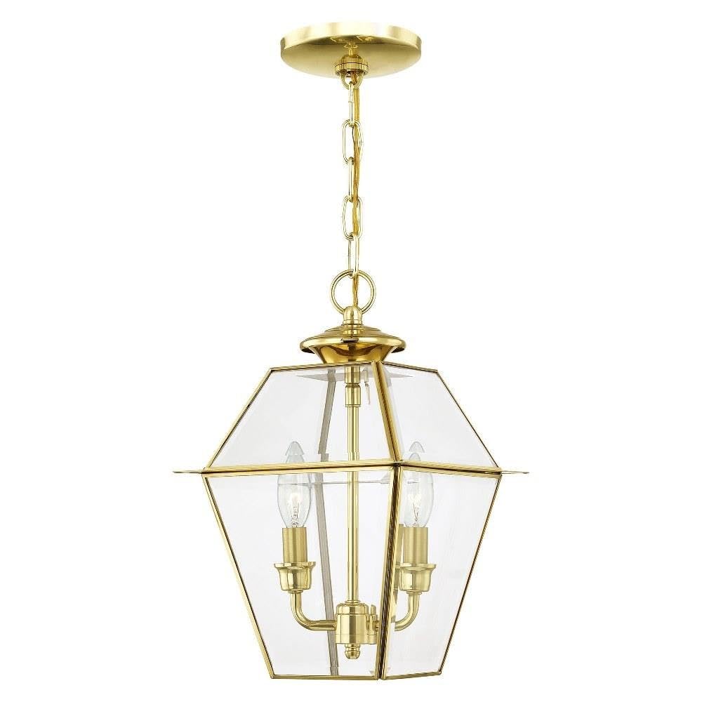 Livex Lighting 2285-02 Westover 2-Light Outdoor Hanging Lantern, Polished Brass