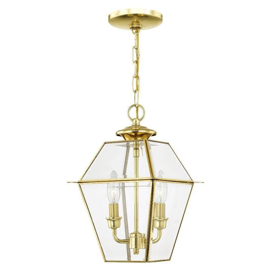 Livex Lighting 2285-02 Westover 2-Light Outdoor Hanging Lantern, Polished Brass