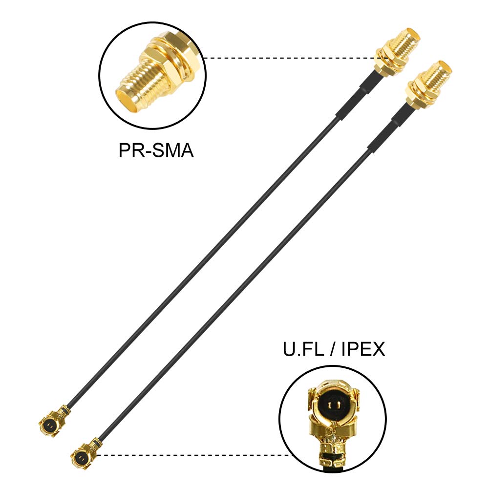 8dBi WiFi Antenna RP-SMA Male Wireless Network 2.4GHz 5.8GHz Dual Band with U.FL/IPEX to RP-SMA Female Pigtail Cable for Mini PCIe Card Wireless