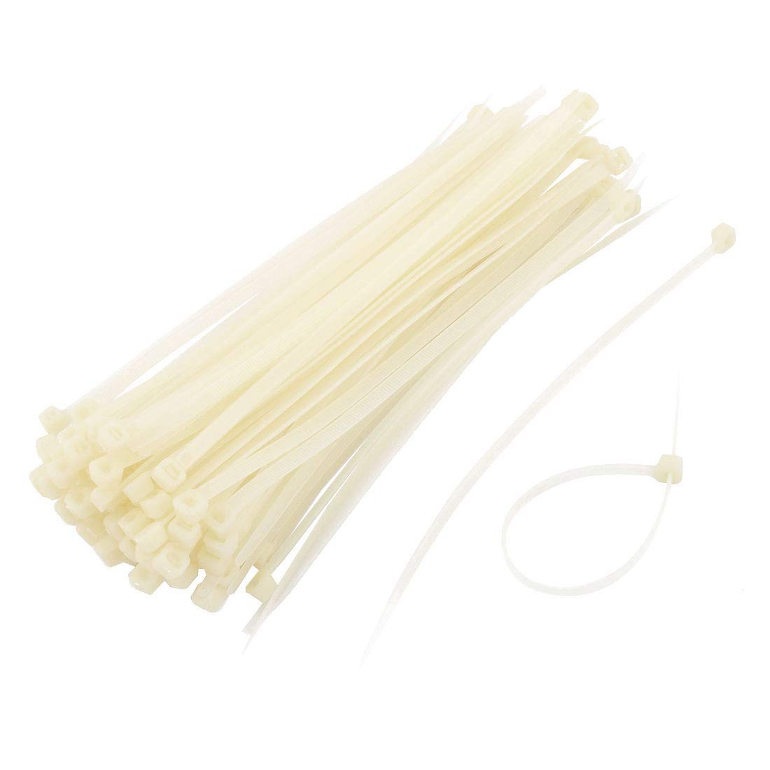 uxcell Plastic Self Locking Reusable Cable Zip Ties Fastener 198 x 5mm 100pcs Beige