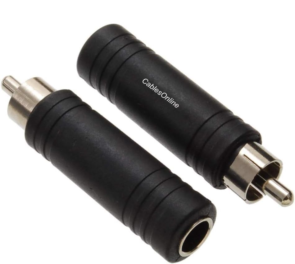 CablesOnline, 2-Pack RCA Male to 1/4" (6.3mm) TS Mono Female Audio Adapters, AV-A22-2