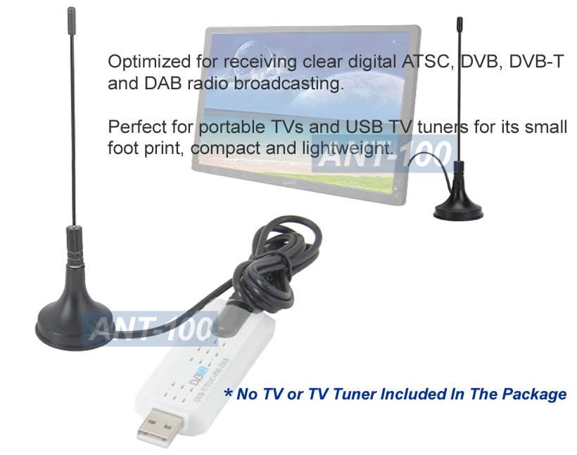 Mini Digital TV FM Antenna with 4 Feet Long Cord