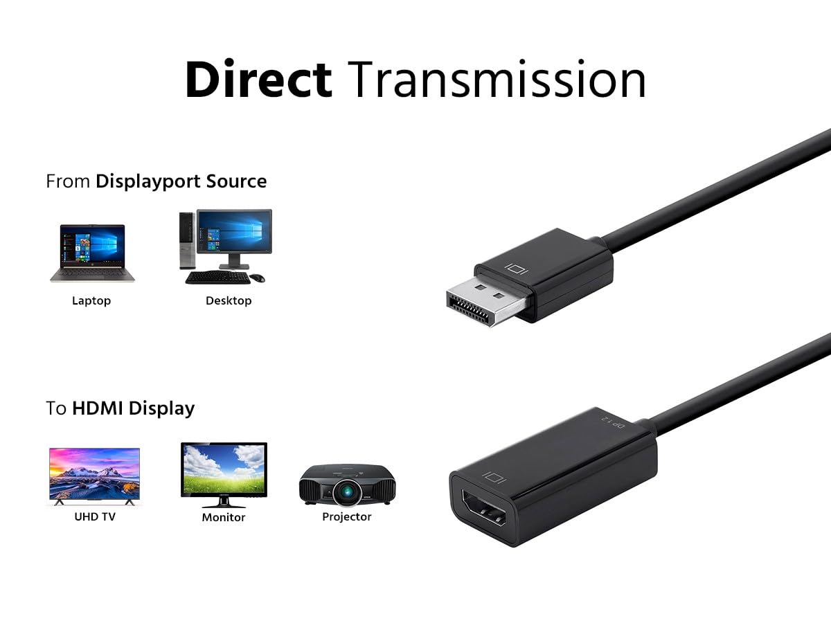 Monoprice DisplayPort 1.2a to 4K HDMI Active Adapter, Black