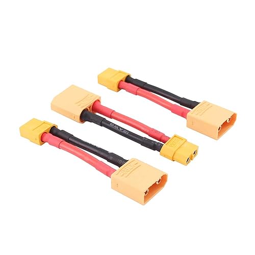 OliRC 3pcs XT90 Male to XT60 Female RC Connector Converter Adapter with 12awg 5cm Wire(C86-3)