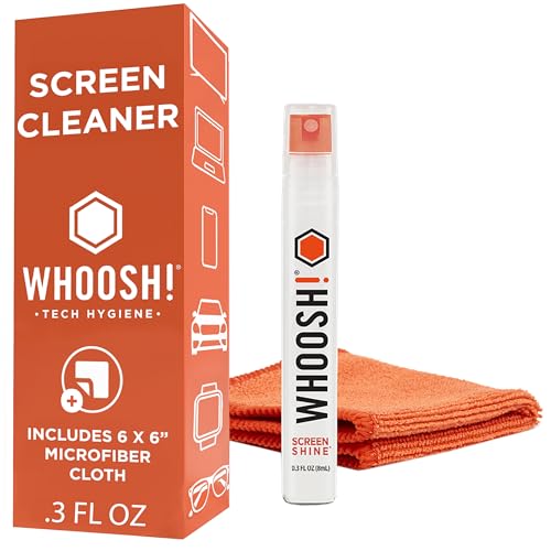 WHOOSH! Screen Shine Pocket 0.3 fl oz - Powerful Computer Screen Cleaner for Car, Laptop, Phone & Eyeglasses - Streak-Free Screen Cleaner Spray