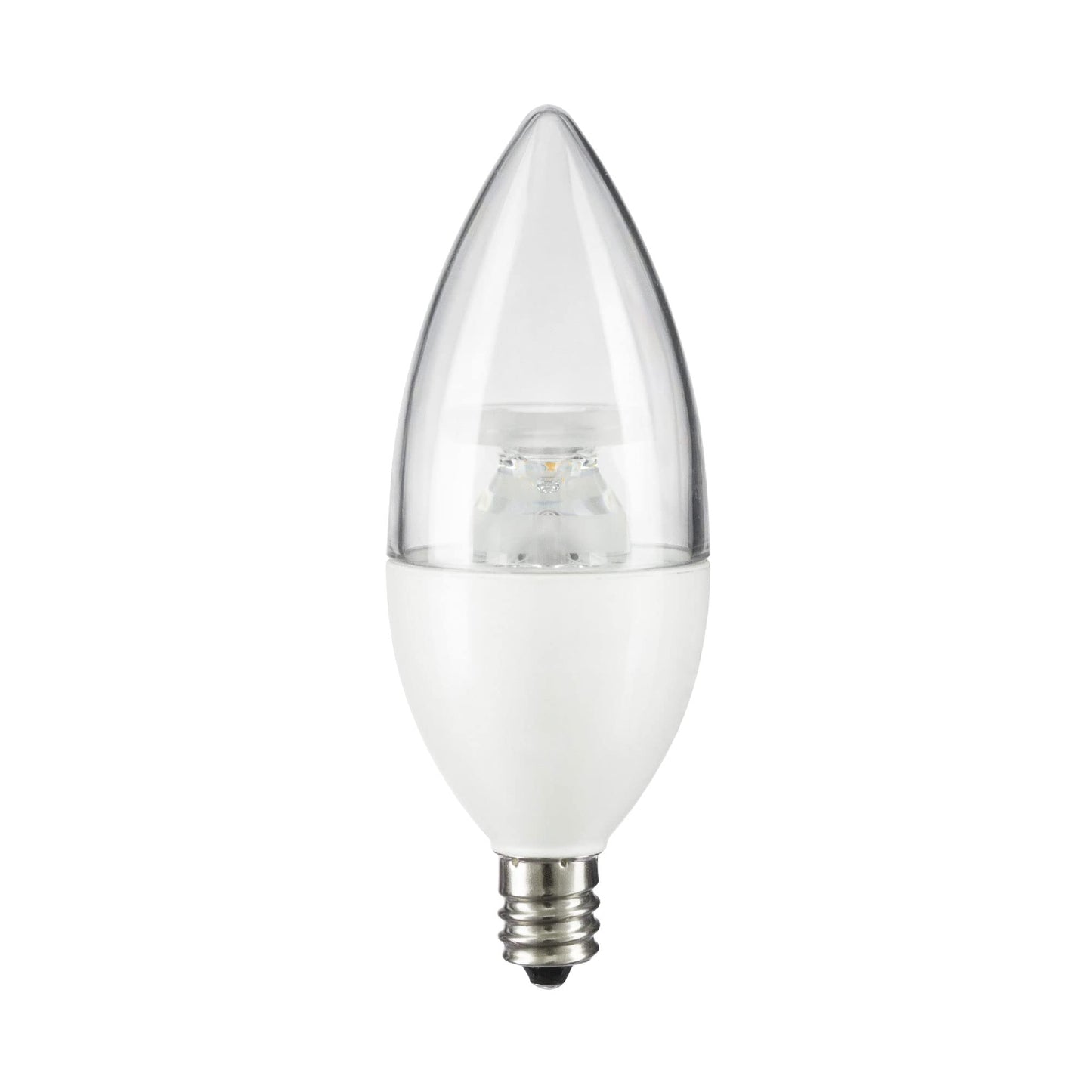 Sunlite LED B11 Clear Torpedo Tip Chandelier Light Bulb, 7 Watts (60W Equivalent) 500 Lumens, Candelabra E12 Base, Dimmable, ETL Certified, 5000K