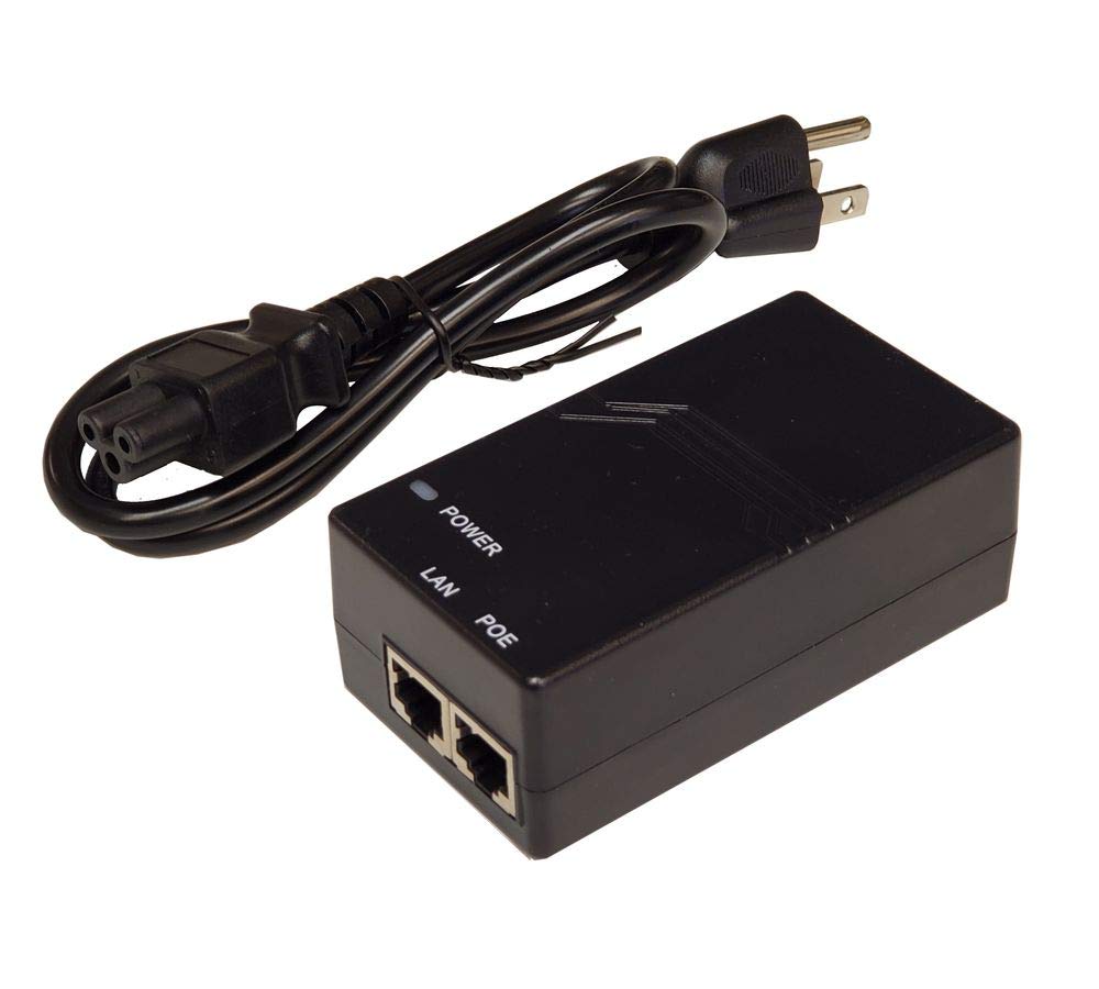24V 1A 24W 10G Desktop UL Certified Passive PoE Inserter with North American Power Cord. PoE Pinout: 45+ ; 78-