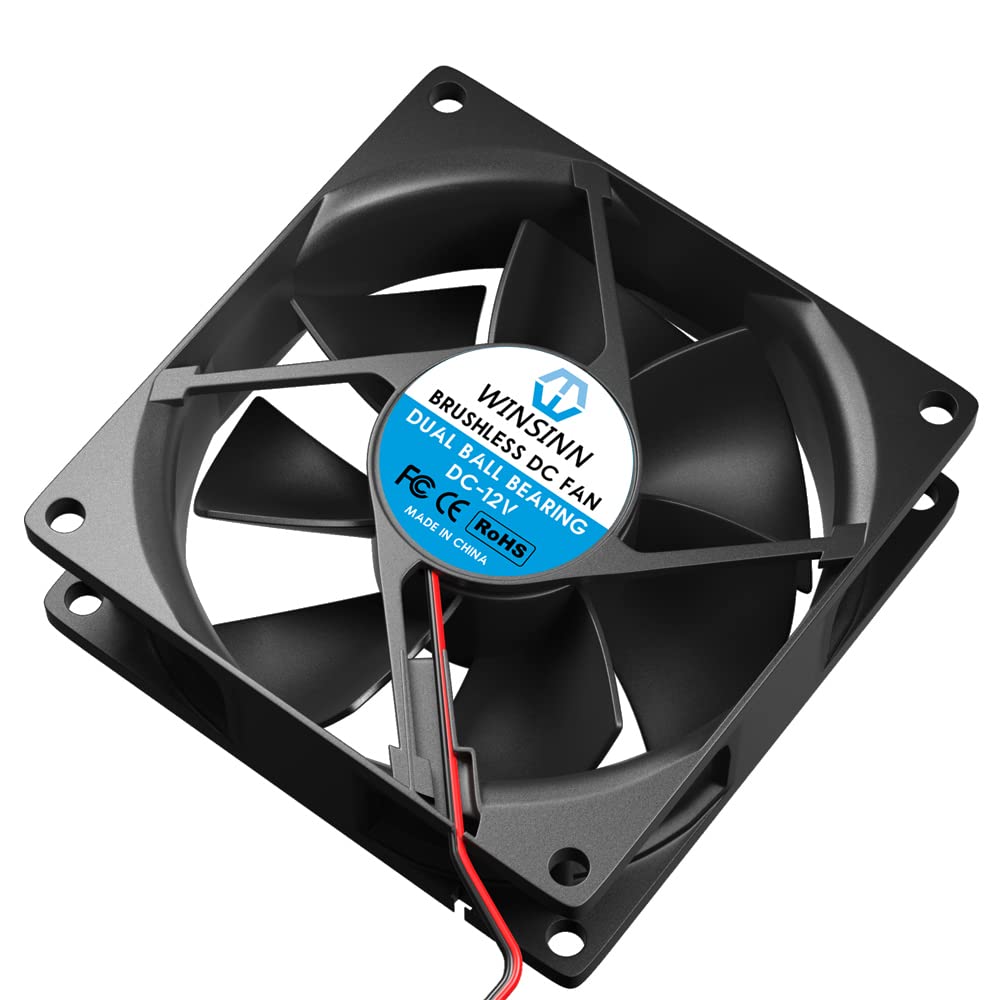 WINSINN DC 80mm Fan 24V 8025 Dual Ball Bearing Brushless Cooling 80mmx25mm 2PIN (Pack of 2Pcs)