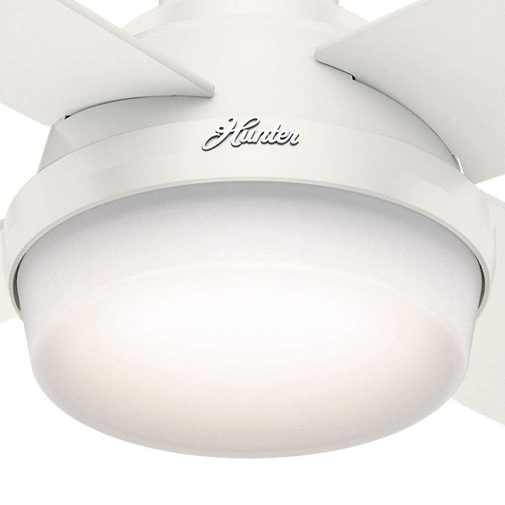 Hunter Fan 52 inch Fresh White Finish Dimpsay Low Profile with Light Kit (Renewed)