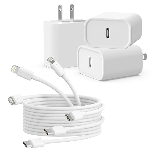 3Pack iPhone Charger [MFi Certified], iGENJUN 20W PD USB C Wall Charger Block with 6FT Type C to Lightning Cable Fast Charging Adapter Compatible