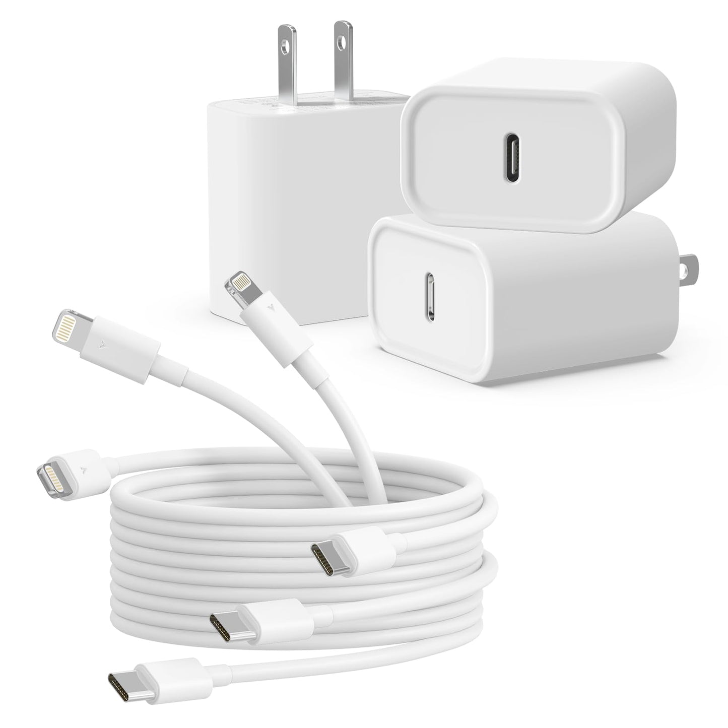 3Pack iPhone Charger [MFi Certified], iGENJUN 20W PD USB C Wall Charger Block with 6FT Type C to Lightning Cable Fast Charging Adapter Compatible