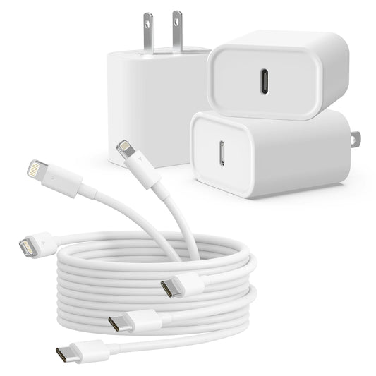 3Pack iPhone Charger [MFi Certified], iGENJUN 20W PD USB C Wall Charger Block with 6FT Type C to Lightning Cable Fast Charging Adapter Compatible
