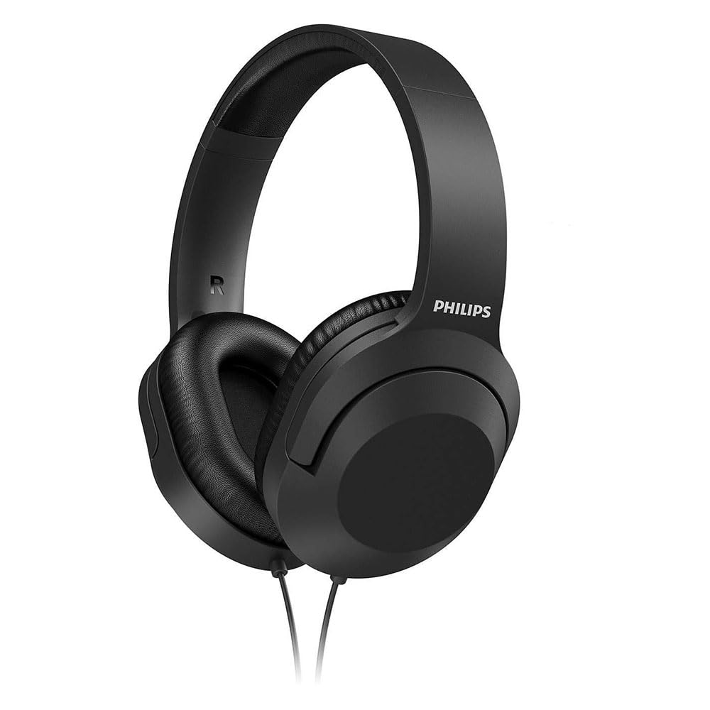 Philips Audio H2005BK/00 Over-Ear Stereo Headphones Wired (2 m Cable, 40 mm Neodymium Drivers, Passive Noise Isolation, Adjustable Headband