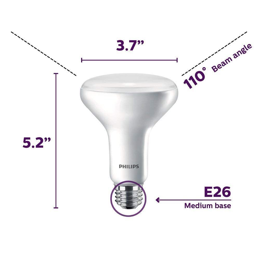 Philips LED BR30 Dimmable 650-Lumen, 5000-Kelvin, 9-Watt (65-Watt Equivalent) Flood Light Bulb with E26 Medium Base, Daylight, 12-Pack