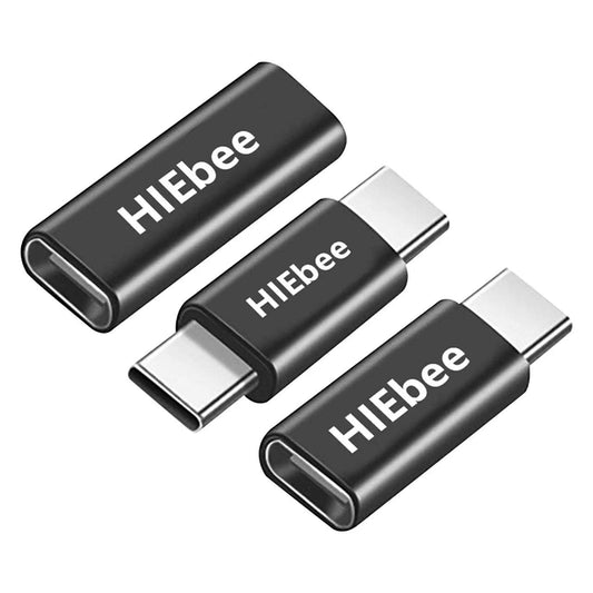 3in1 Pack USB 3.1 C Extension Coupler Adapter: USB C Male to Female, Compatible with MacBook, Nintendo Switch, Thunderbolt3 and More, Black