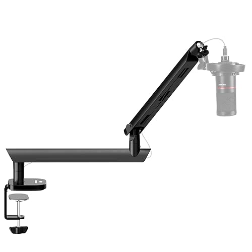 NEEWER Low Profile Mic Boom Arm Desk Mount, Microphone Boom Arm with 360° Ball Head & Cable Management Channels, 1/4" 3/8" 5/8" Threads for Podcast