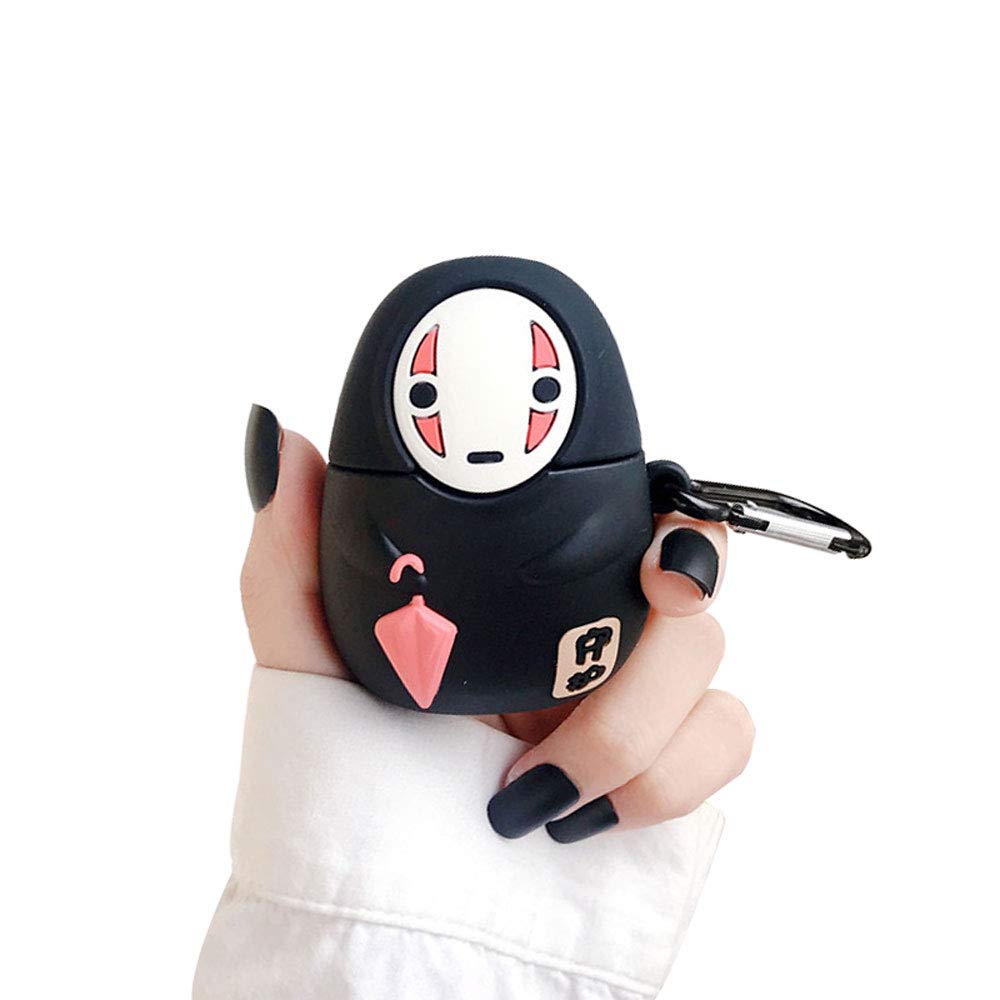 BONTOUJOUR Case Compatible with AirPods 1/2, Super Cute Creative Sitting Faceless Man No Face Man Holding Umbrella Design Case, Soft Silicone Earphone