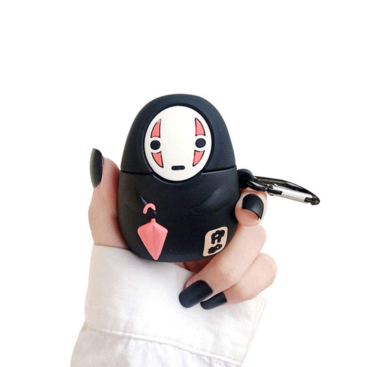 BONTOUJOUR Case Compatible with AirPods 1/2, Super Cute Creative Sitting Faceless Man No Face Man Holding Umbrella Design Case, Soft Silicone Earphone