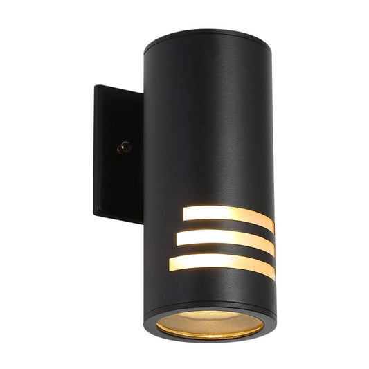 Cerdeco Aluminum Outdoor Wall Sconces,Cylinder Porch Light with 3 Slots and Frosted Glass,Modern Outdoor Wall Light Fixture,Black Finished[ ETL-Listed
