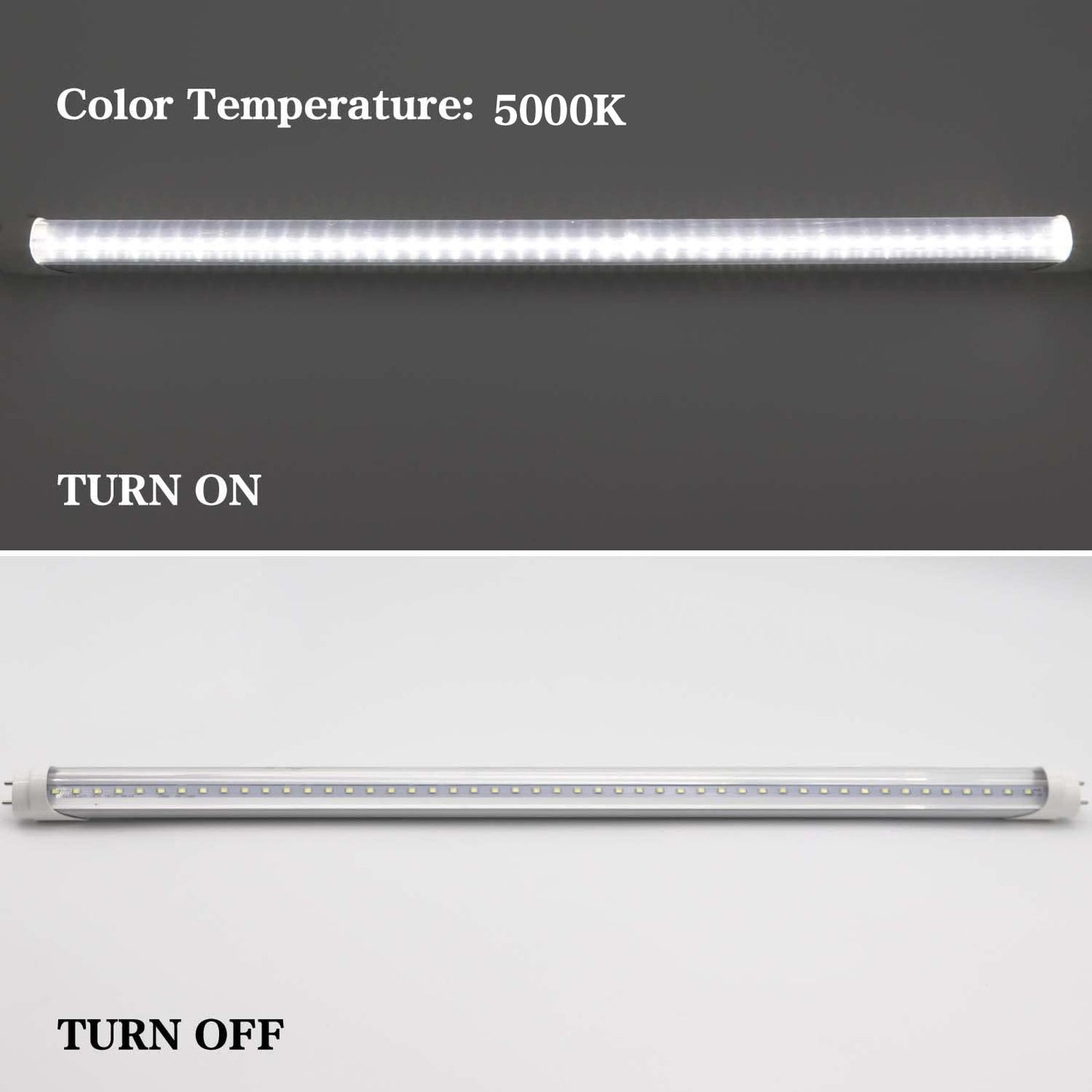 KALINA 2FT LED Tube Lights, 8W (25W Fluorescent Bulb Replacement), 5000K Daylight White, Ballast Bypass, Clear Cover, Pack of 4