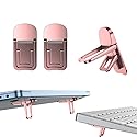 PONICOR 2PCS Metal Mini Foldable Laptop Stand, Portable Computer Keyboard Riser with 2 Adjustable Angles, Self-Adhesive Invisible Notebook Stand
