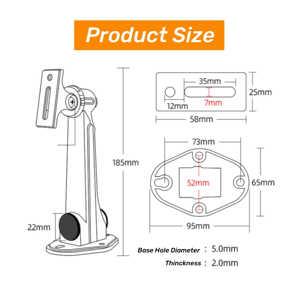 Coolotic Universal Aluminum Alloy CCTV Security Camera Mounting Bracket, Indoor Outdoor Wall Ceiling Mount Holder Stand Monitor Rotary Bracket