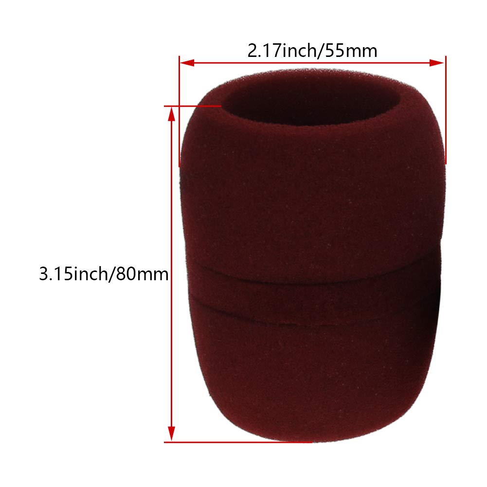 Fielect 10Pcs Microphone Covers Foam Mic Covers Thick Handheld Stage Microphone Windscreen Foam Cover Wine Red for KTV, Dance Ball, Conference Room