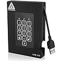Apricorn 500GB Aegis Padlock Fortress FIPS 140-2 Level 2 Validated 256-Bit Encrypted USB 3.0 Hard Drive with PIN Access (A25-3PL256-500F)