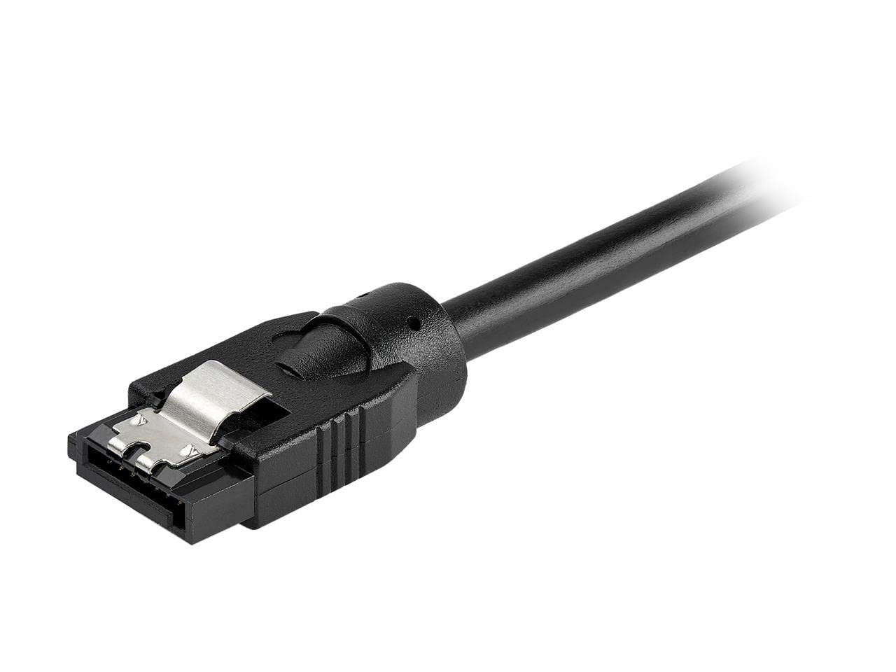 StarTech.com 24 Inch (60cm) Round SATA Cable - Latching Connectors - 6Gbs SATA Data Cord - SATA Hard Drive Power Cable - Black (SATRD60CM)