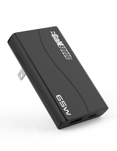 GaNspeed USB C USB A GaN Charger 65W, Foldable PD PPS Fast Charger, 2-Port Compact Wall Charger for MacBook Pro/Air, Galaxy S22/S20, iPad Pro, iPhone