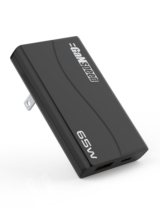GaNspeed USB C USB A GaN Charger 65W, Foldable PD PPS Fast Charger, 2-Port Compact Wall Charger for MacBook Pro/Air, Galaxy S22/S20, iPad Pro, iPhone