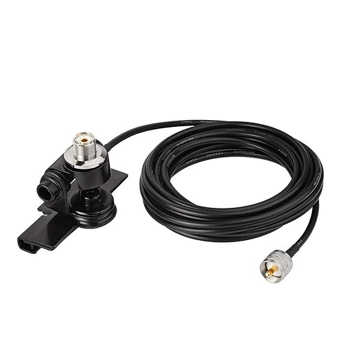 Bingfu Vehicle Antenna Lip Mount Bracket with 20ft RG58 Coaxial Cable - UHF PL259 Male to SO239 Female Bulkhead Connector for Car, Truck, SUV