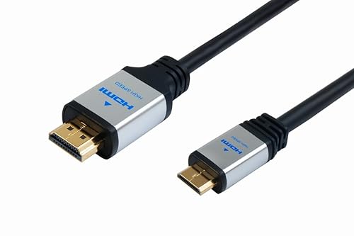 Apollo AV 1.5M HDMI (A) to Mini HDMI (C) Cable - v1.4 High Speed with Ethernet HDMI - OFC Conductors - Gold Plated Aluminum Alloy Metal Connector