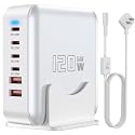 USB C Fast Charger Block, 120W 6-Port Charging Station GaN Hub Adapter, USB C Wall Multi Charger Power Strip Plug with On/Off Switch for iPad iPhone