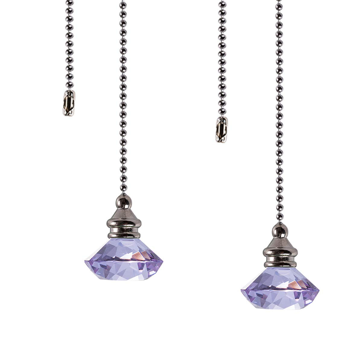 Ceiling Fan Pull Chain Set - 2 pieces Purple Diamond Fan Pull Chains 20 Inch Ceiling Fan Chain Extender with Chain Connector Home Wedding Decor