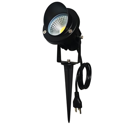 TOVEENEN LED Outdoor Spotlight 12W White Waterproof Landscape Spot Lights for Chrismas Yard House Flag Lighting, Daylight White 4000K, 120V 12W