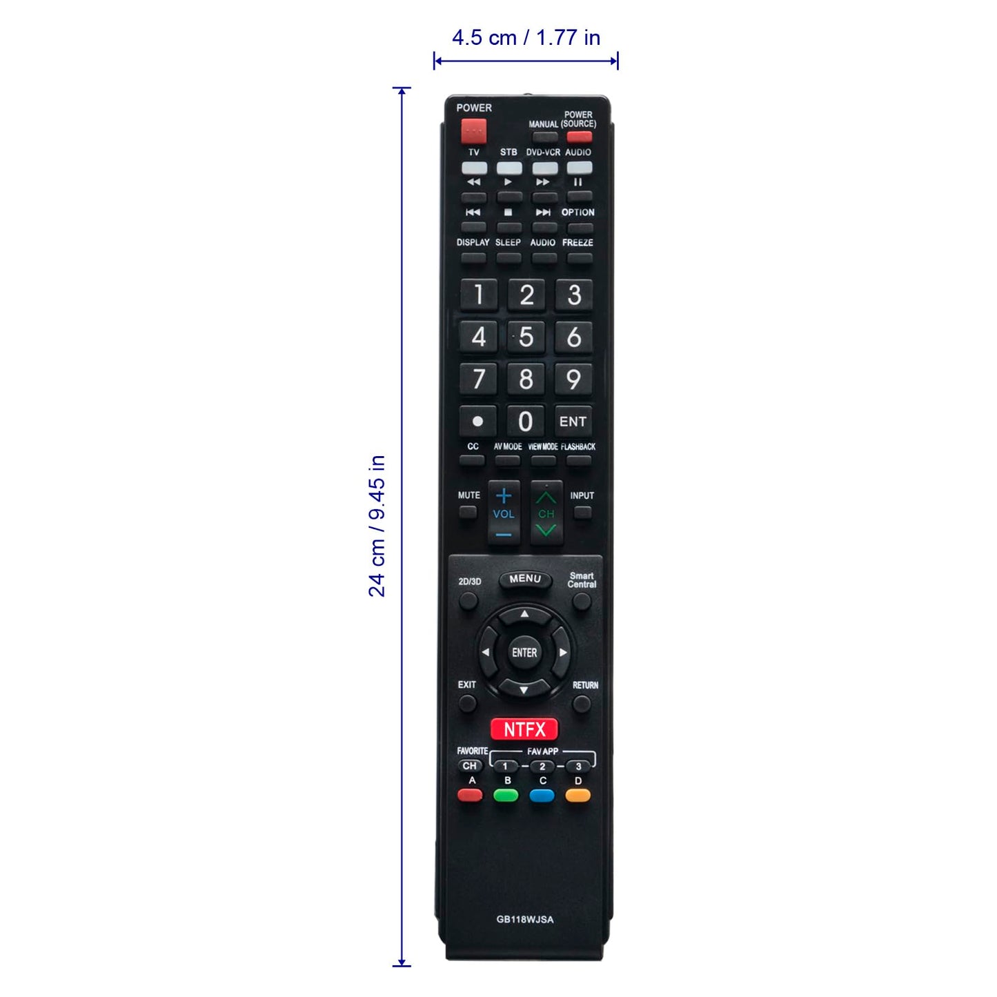 GB118WJSA Replacd Remote Control fit for Sharp TV LC-70LE660U LC-70C6600U LC-60LE660U LC-60C6600U LC-80LE661U LC-70EQ30U LC-70LE661U LC-60EQ30U