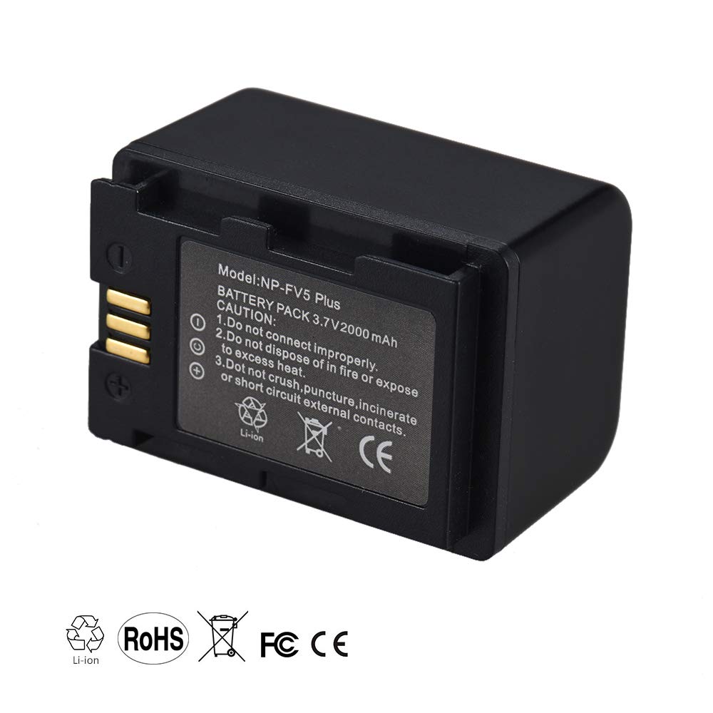 Docooler NP-FV5 Plus Rechargeable Camcorder Battery Pack 3.7V 2000mAh Battery for Sony DV for Andoer 524KM 4K WiFi 1080P Digital Video Camera