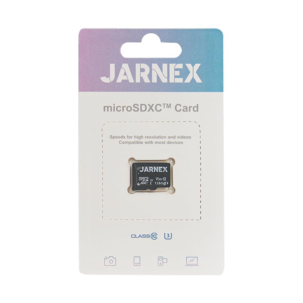 Jarnex Micros SD Memory Card, High Endurance Video MicroSDXC Card, Class 10, U3, V30, 4K UHD-I, High Speed Flash TF Card
