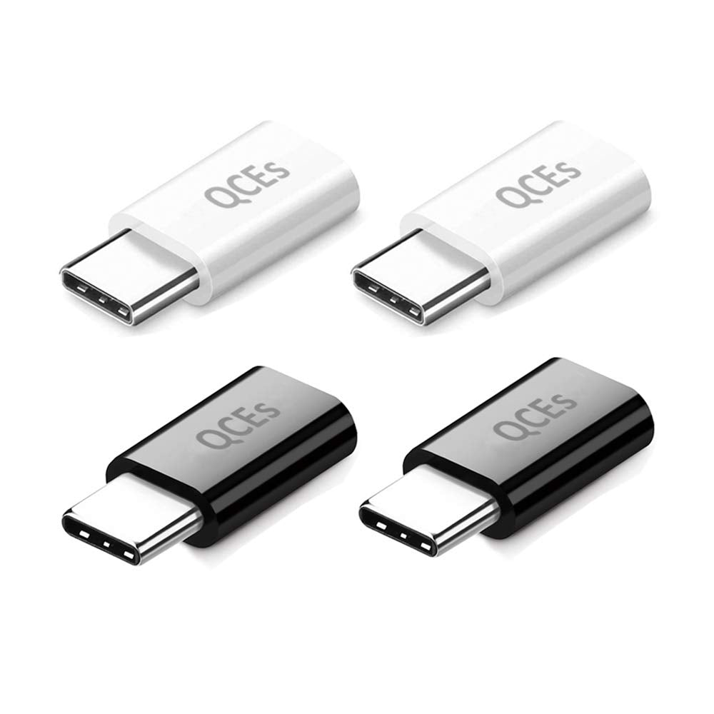 QCEs Micro USB to USB C Adapter 4Pack, Micro USB Female to USB-C Male OTG Adapter Fast Charging Compatible with iPhone 15 Pro Plus, Samsung Galaxy…