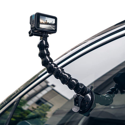 SUREWO Flexible Gooseneck Suction Cup Camera Car Mount Compatible with Gopro Hero 13 Black,Hero 12/11/10/9/8/7/6/5 Black,DJI Osmo Action 5