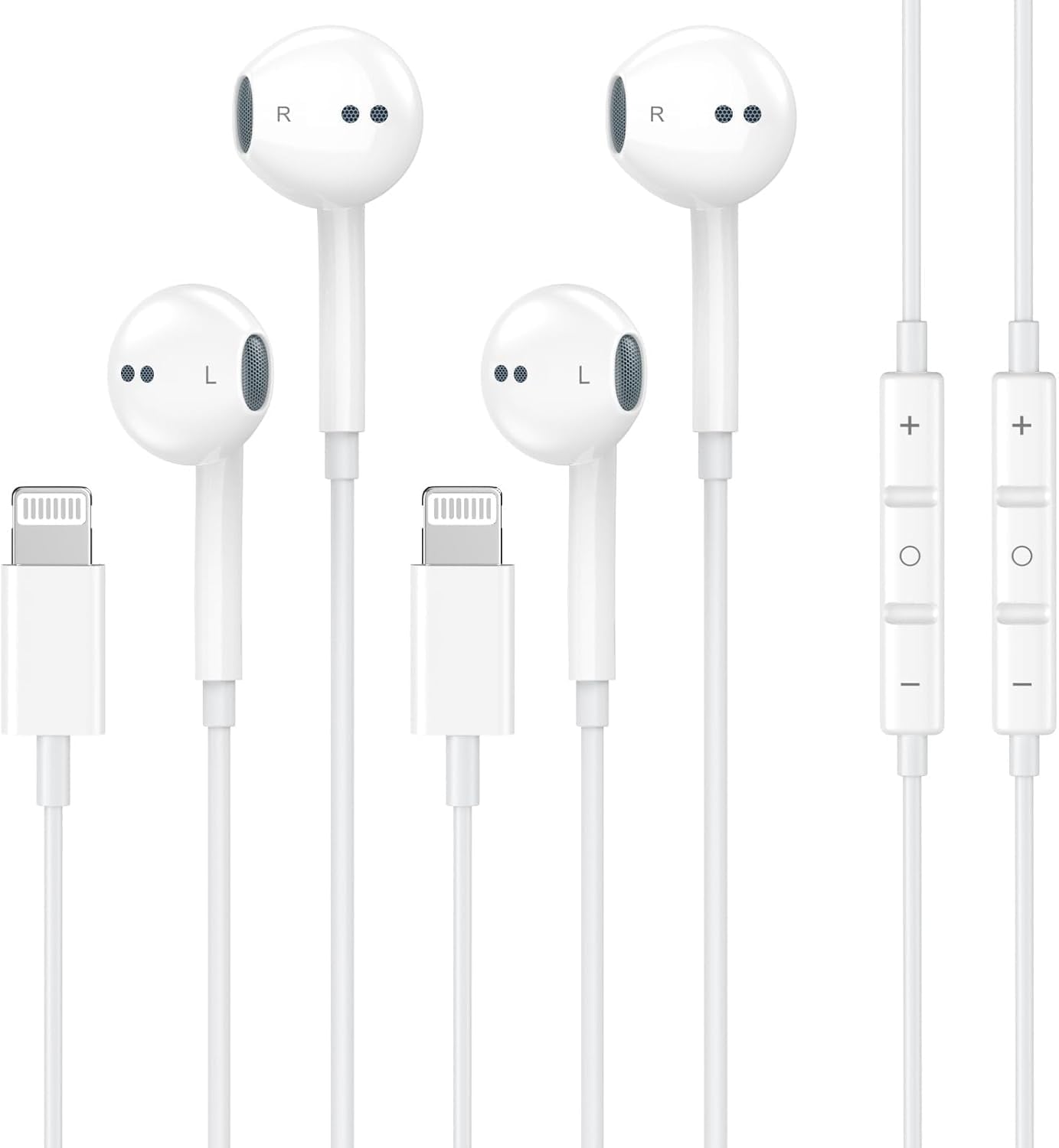 2 Packs-Wired Headphones Earbuds for iPhone 14/13/12/11/XR/XS/X/SE/Pro Max