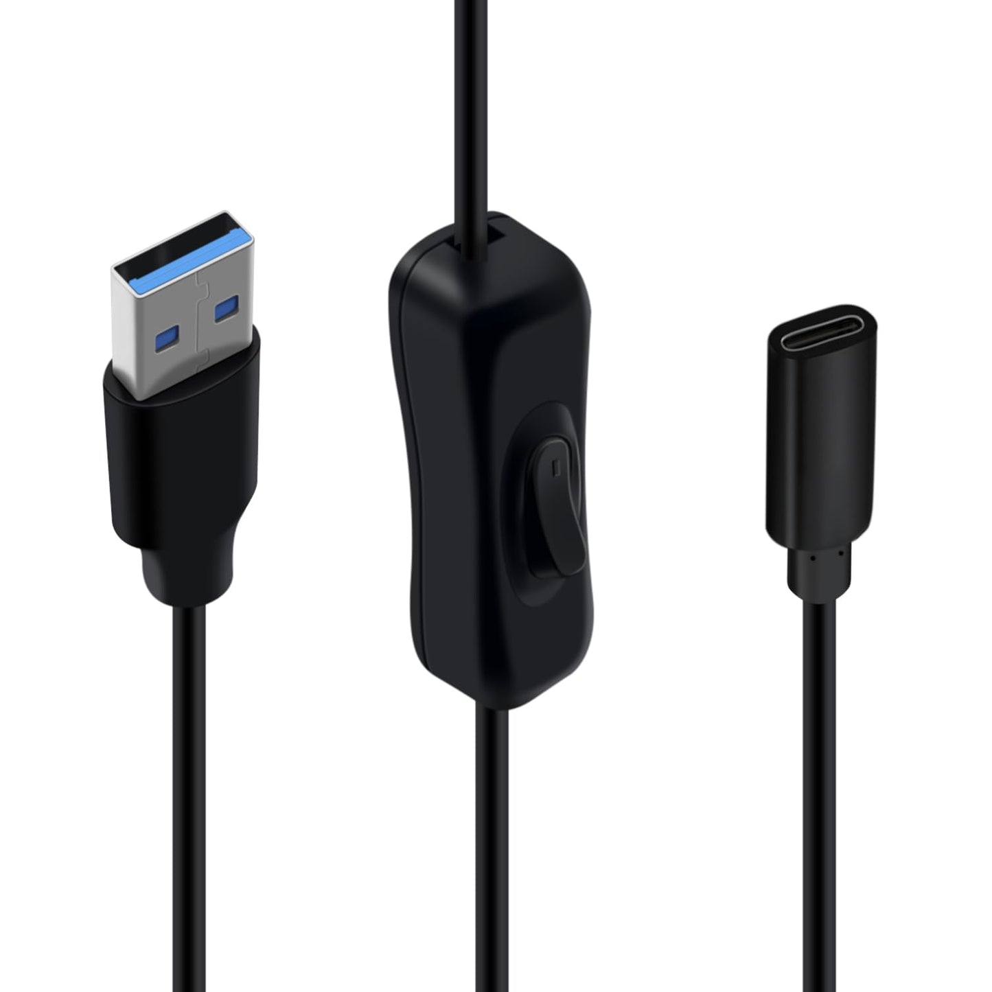 HuaLiSiJi USB C Female to USB 3.0 A Male Cable with Switch 5Gbps Transmission and Charging Type C Female to USB Male Adaptor Cable (Black, 0.2 m)